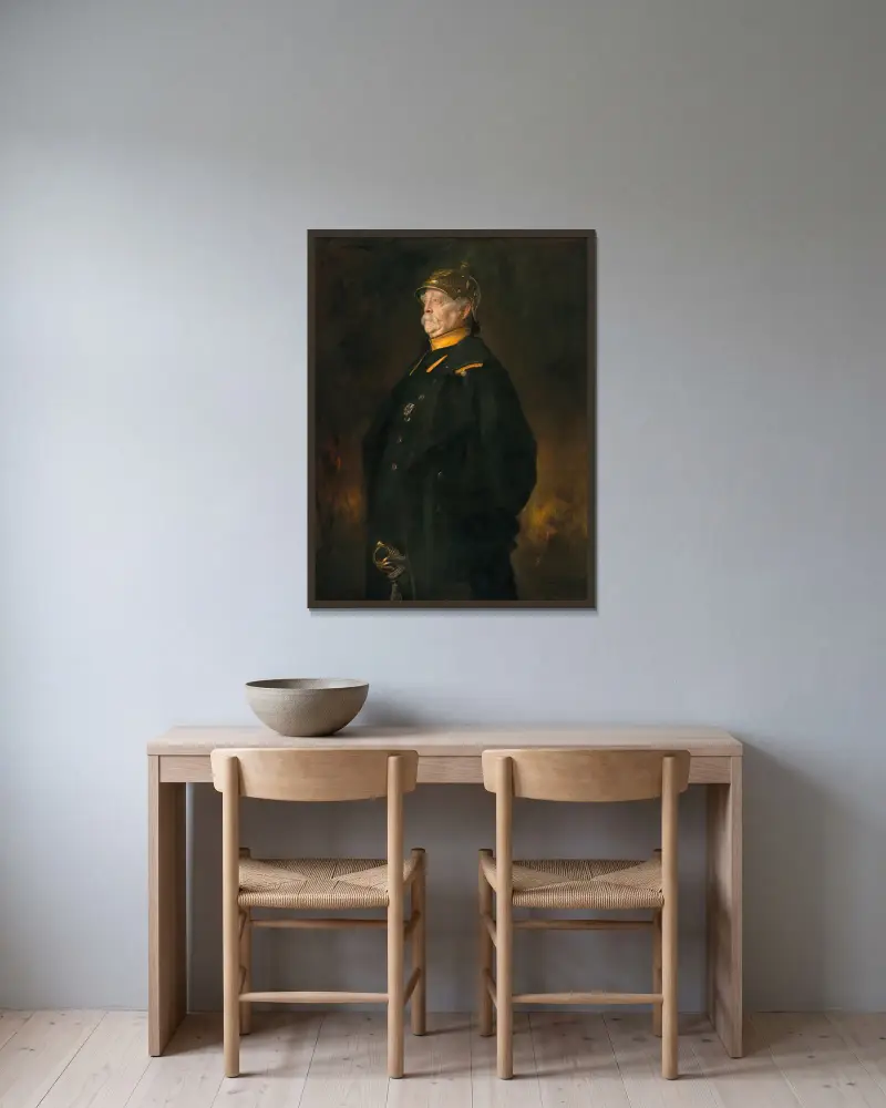Portrait of Prince Otto von Bismarck (1815-1898) av Franz von Lenbach inramad på en vägg
