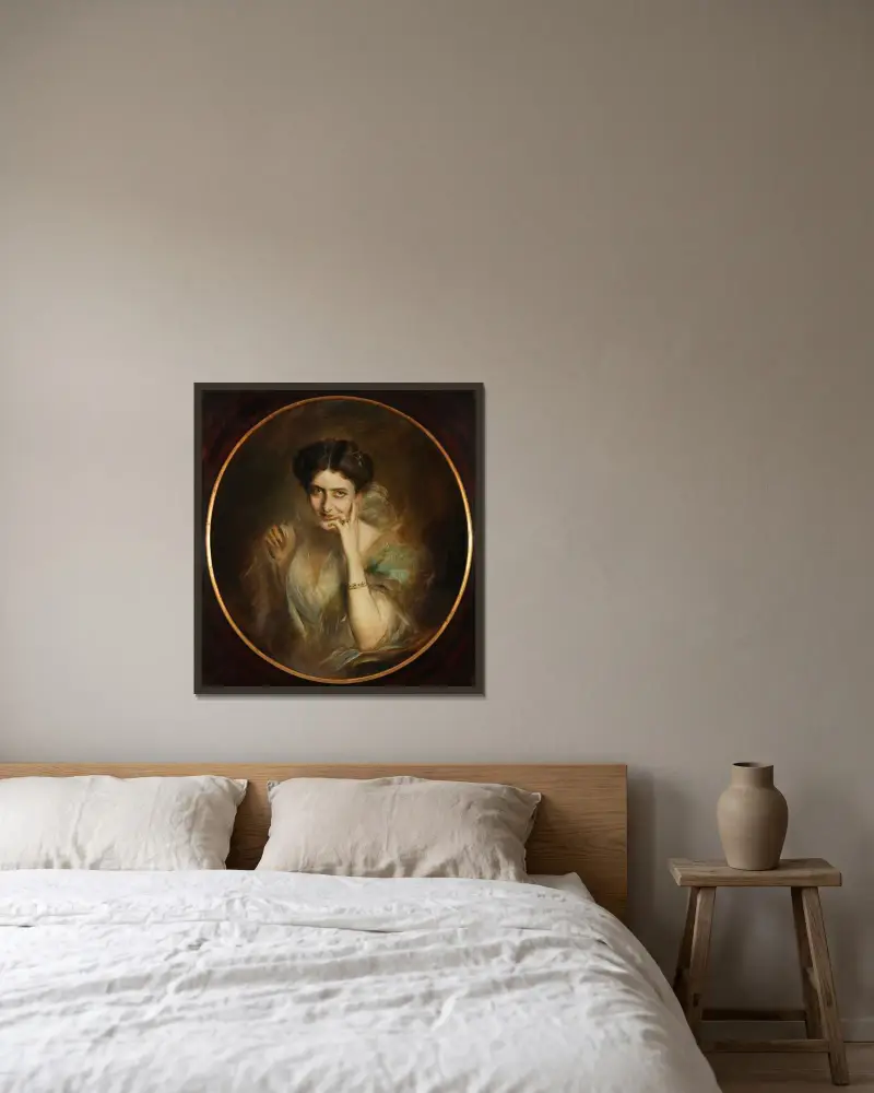 Portret Mary Victorii Lady Curzon z Kedleston, wicekrólowej Indii, Franz von Lenbach w ramie na ścianie
