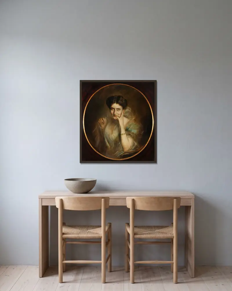 Portret Mary Victorii Lady Curzon z Kedleston, wicekrólowej Indii, Franz von Lenbach w ramie na ścianie