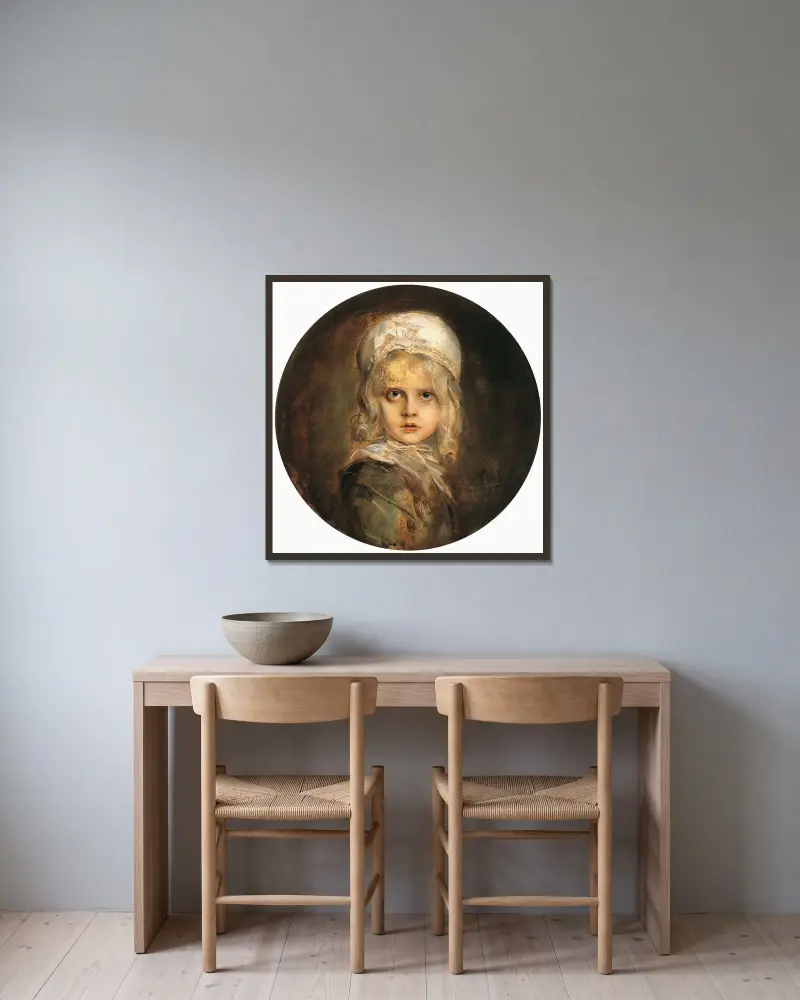 Porträtt av dottern Marion Lenbach av Franz von Lenbach inramad på en vägg