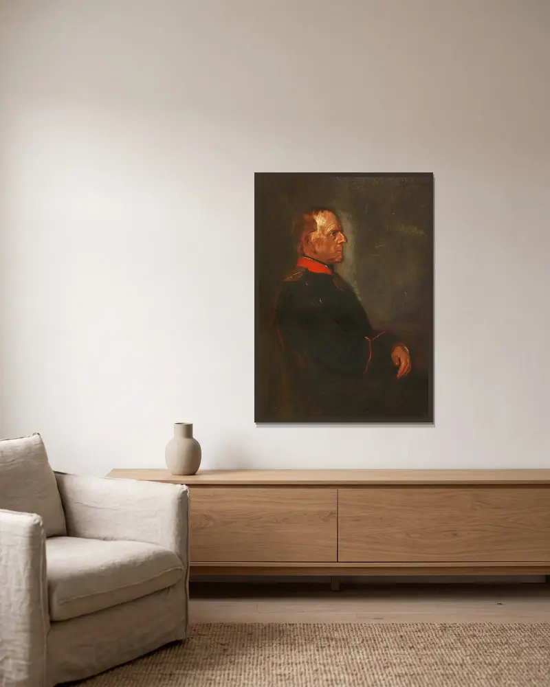Porträt Helmut Graf von Moltke av Franz von Lenbach inramad på en vägg