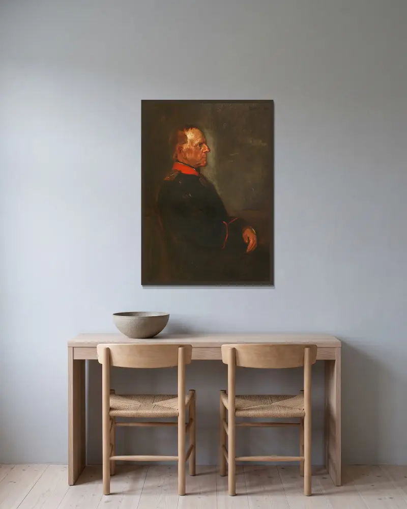 Porträt Helmut Graf von Moltke av Franz von Lenbach inramad på en vägg