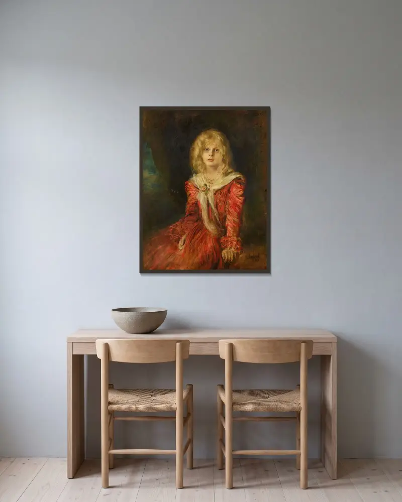 Porträtt av Marion von Lenbach av Franz von Lenbach inramad på en vägg