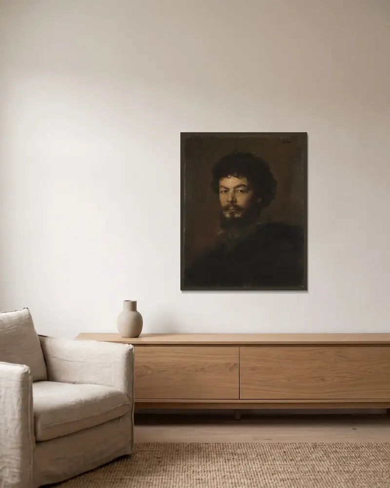 The Architect Lorenz Gedon av Franz von Lenbach inramad på en vägg