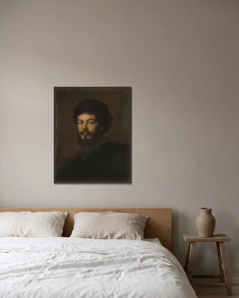 The Architect Lorenz Gedon av Franz von Lenbach inramad på en vägg