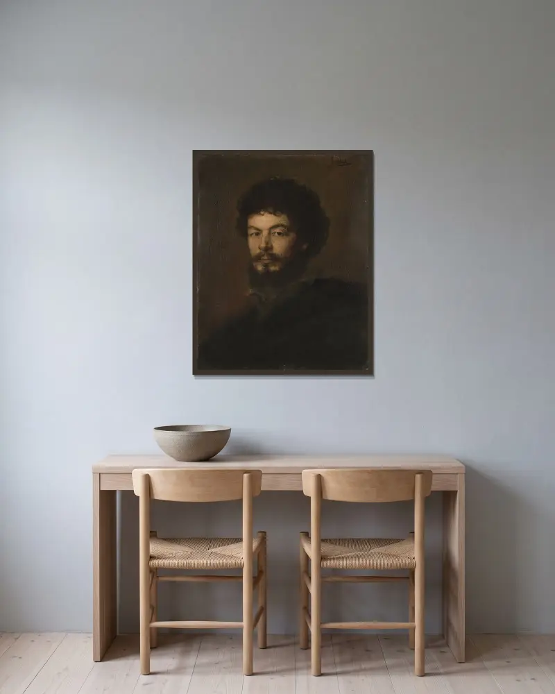 The Architect Lorenz Gedon av Franz von Lenbach inramad på en vägg
