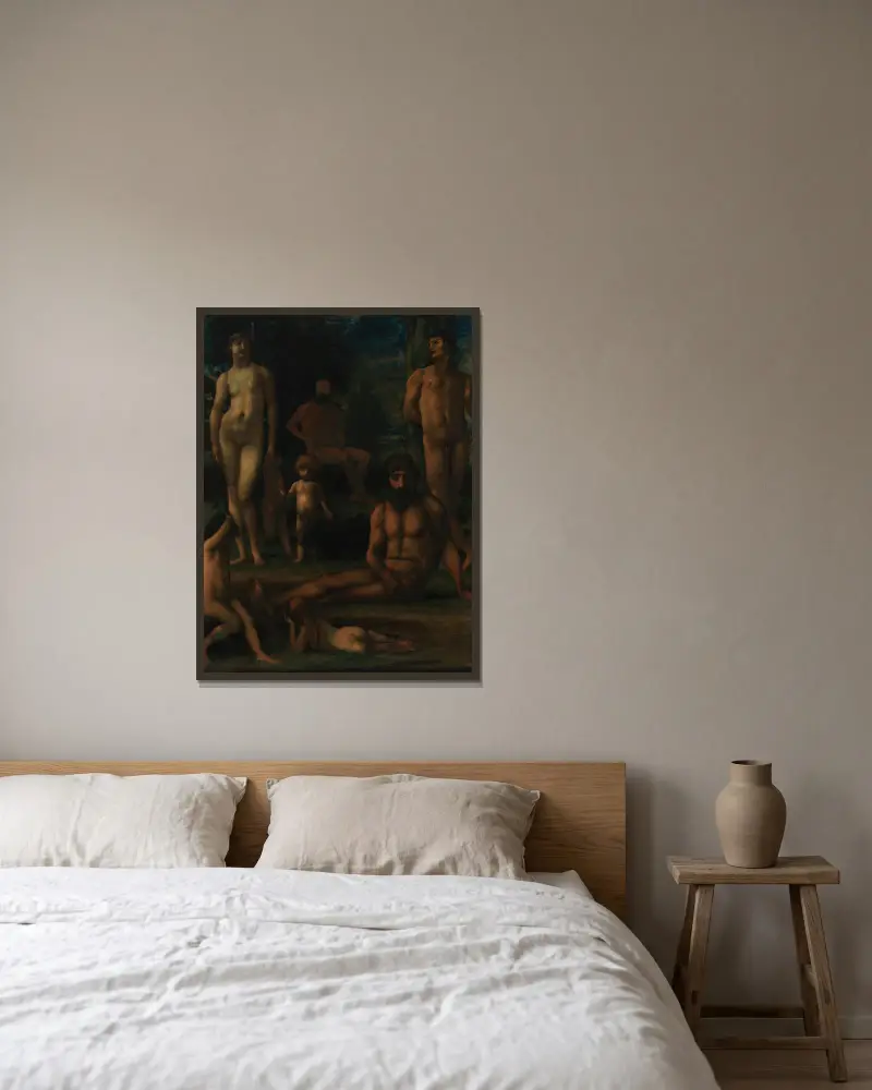 Goldenes Zeitalter II von Hans Von Marées gerahmt an einer Wand