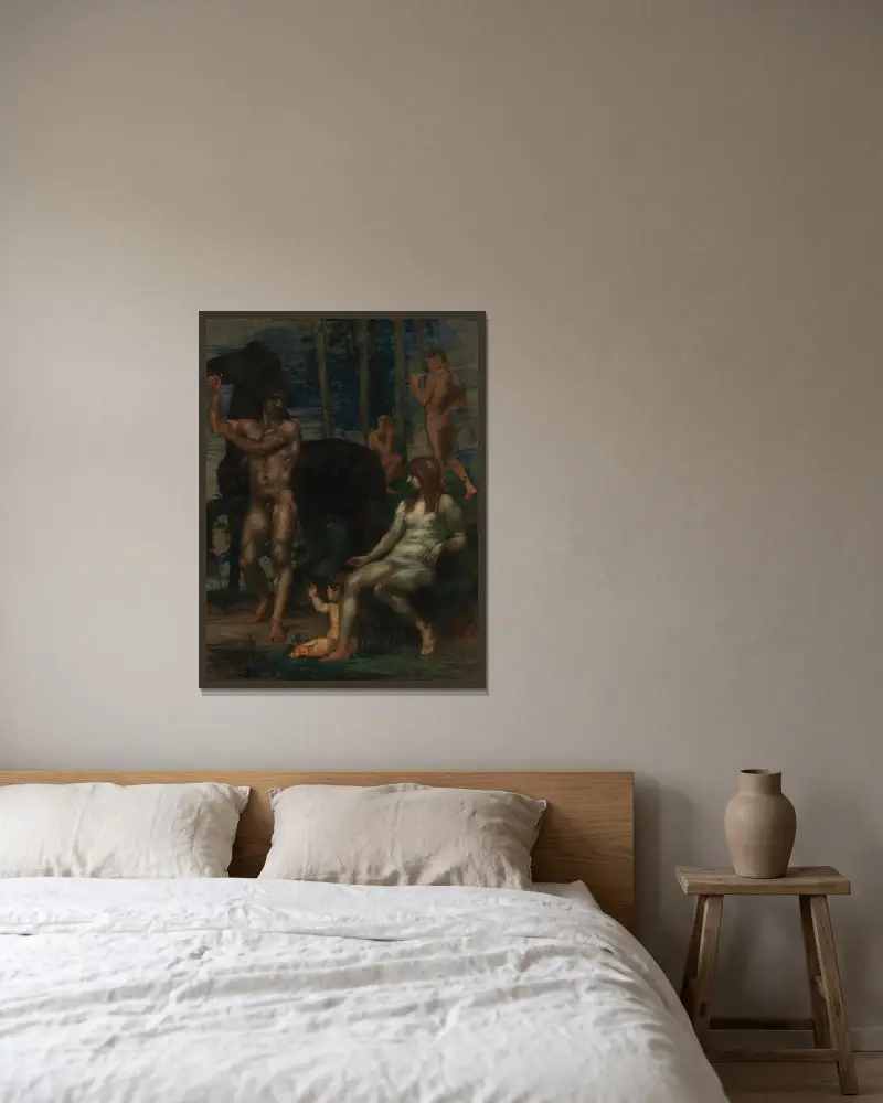 Pferdeführer und Nymphe von Hans Von Marées gerahmt an einer Wand