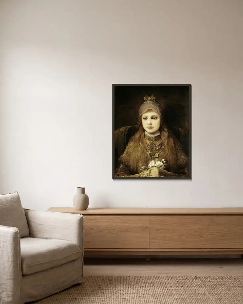 Sankta Elisabeth som barn av Gabriel von Max inramad på en vägg