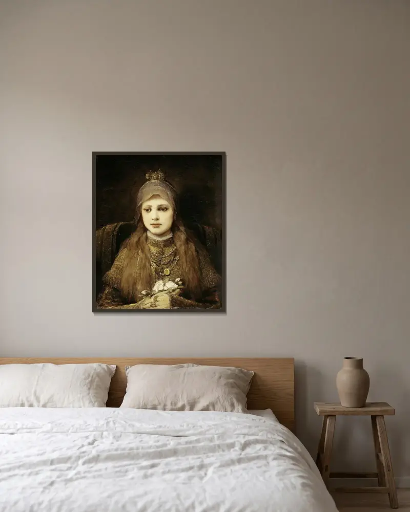 Sankta Elisabeth som barn av Gabriel von Max inramad på en vägg