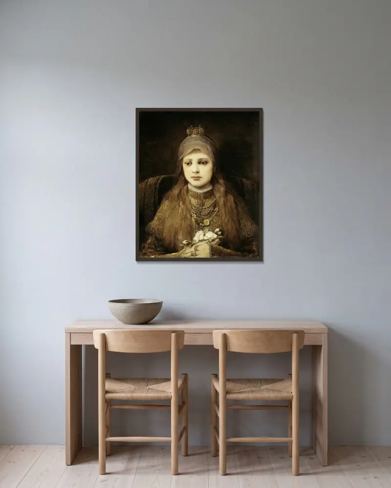 Sankta Elisabeth som barn av Gabriel von Max inramad på en vägg