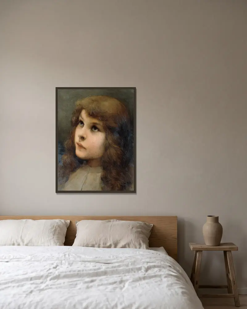 Studie hlavy, Gabriel von Max v rámu na stěně