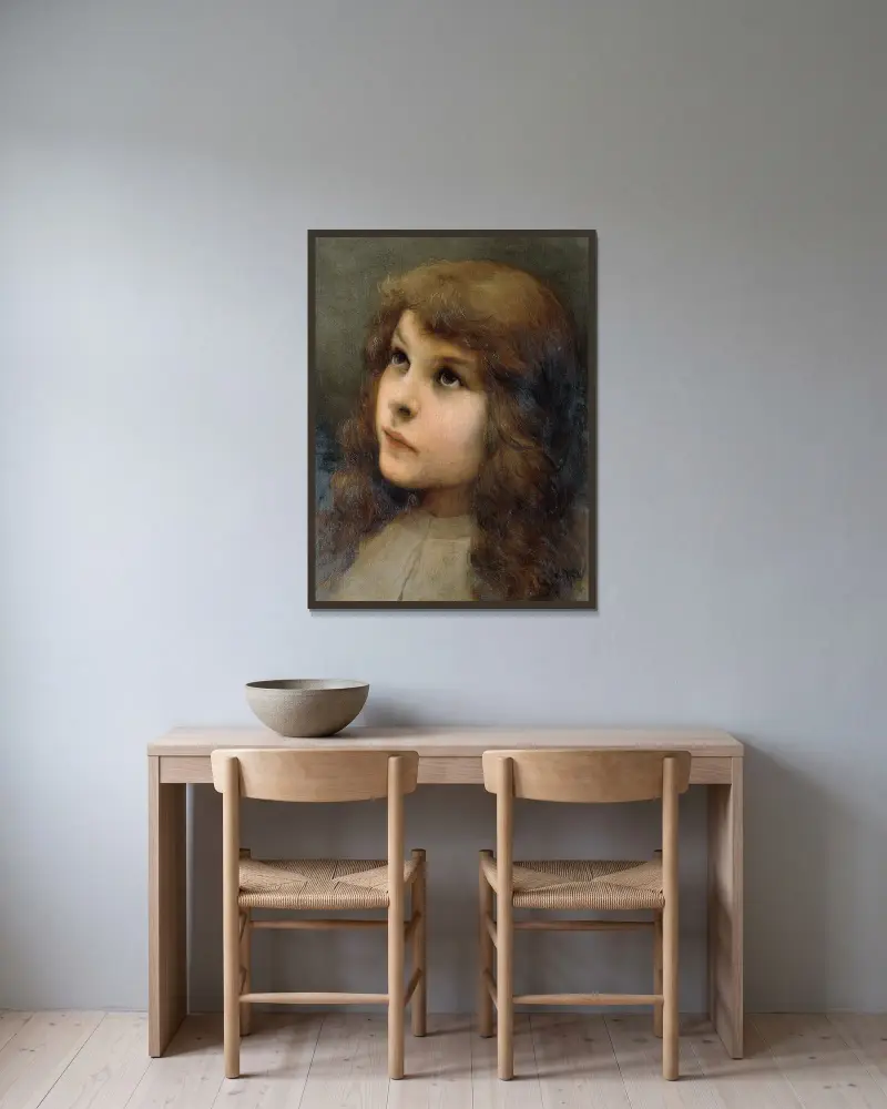 Studie hlavy, Gabriel von Max v rámu na stěně