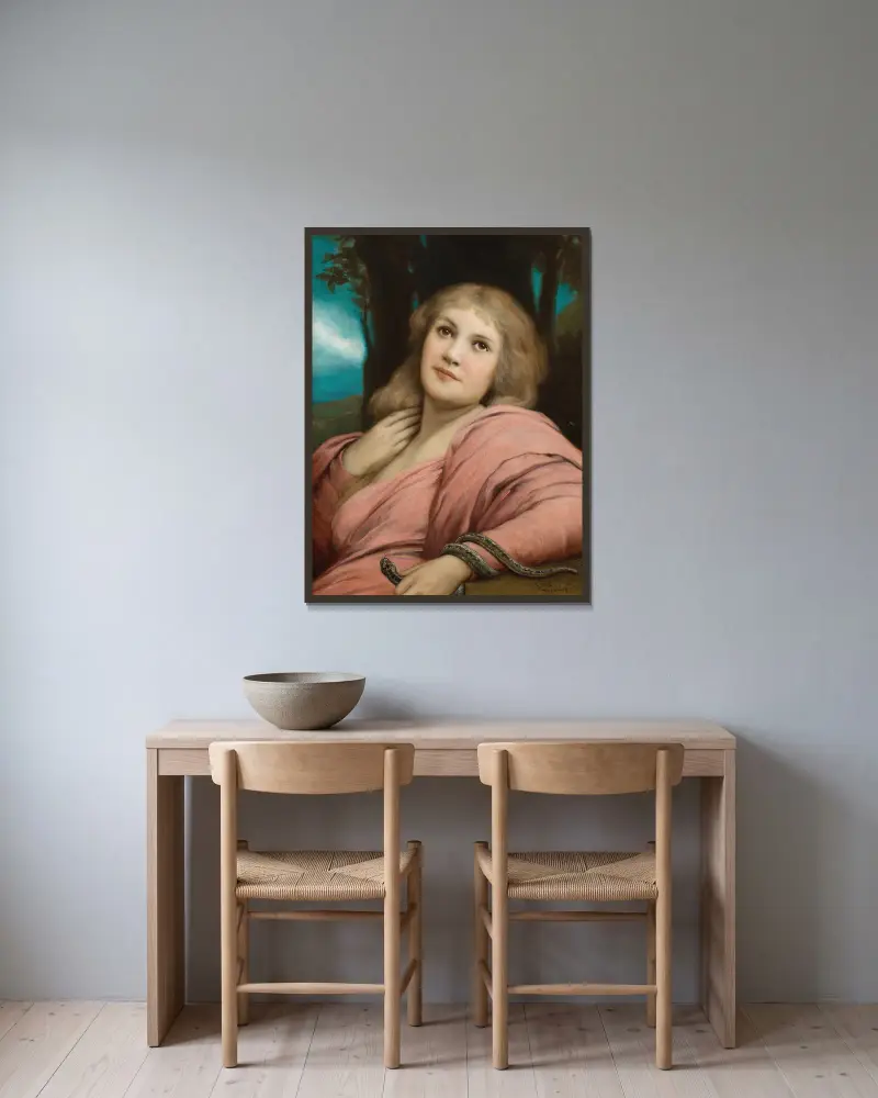 Versuchung von Gabriel von Max gerahmt an einer Wand
