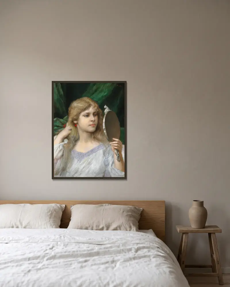 Zrcadlo, Gabriel von Max v rámu na stěně