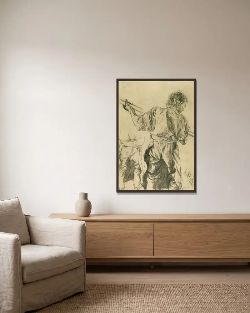 Figurenstudien von Adolph von Menzel gerahmt an einer Wand