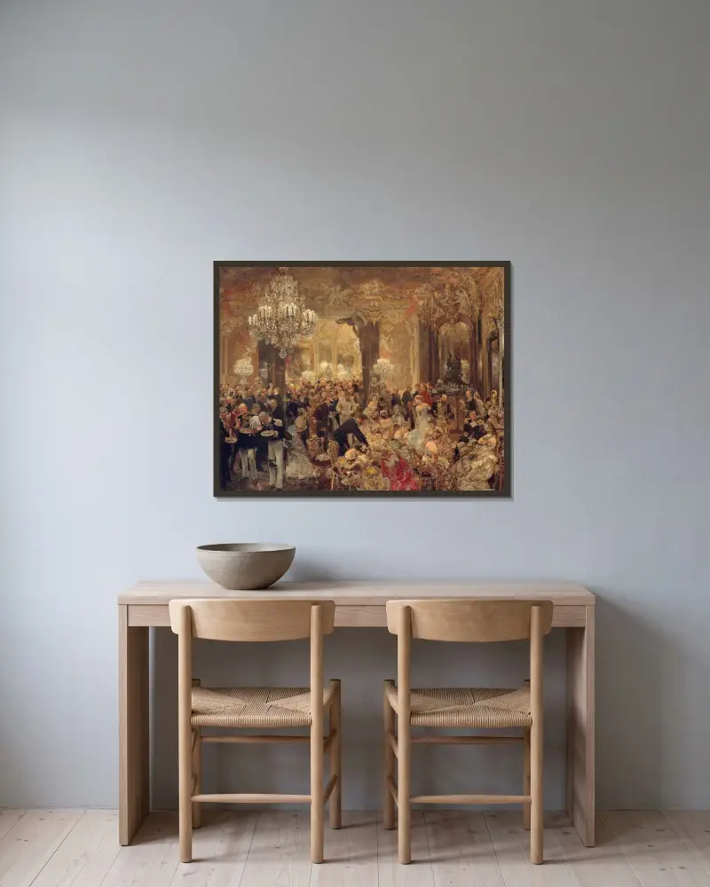 Middagen på balen av Adolph von Menzel inramad på en vägg
