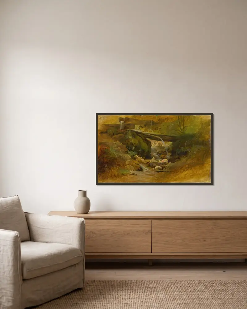 Mountain Creek av Friedrich Carl von Scheidlin inramad på en vägg