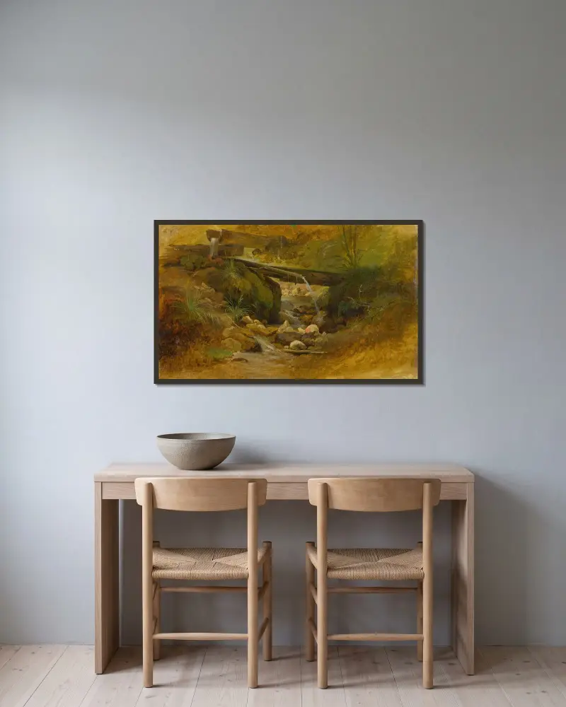 Mountain Creek av Friedrich Carl von Scheidlin inramad på en vägg
