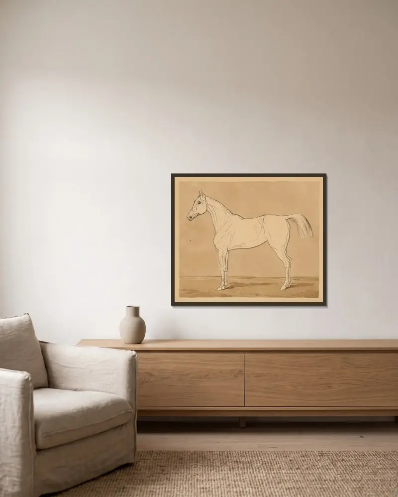 Study of a Horse II. av Friedrich Carl von Scheidlin inramad på en vägg