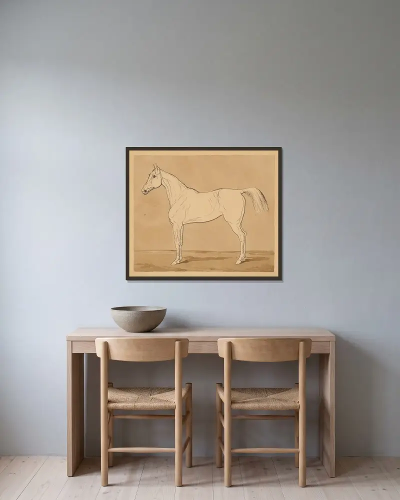 Study of a Horse II. av Friedrich Carl von Scheidlin inramad på en vägg