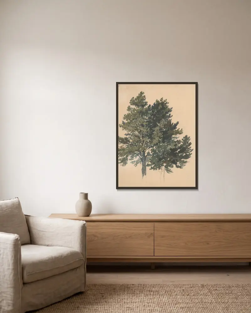 Studie einer Baumkrone von Friedrich Carl von Scheidlin gerahmt an einer Wand