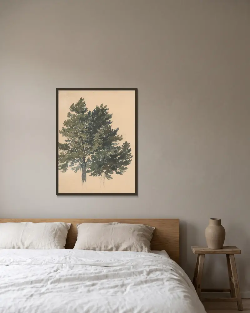 Studie einer Baumkrone von Friedrich Carl von Scheidlin gerahmt an einer Wand