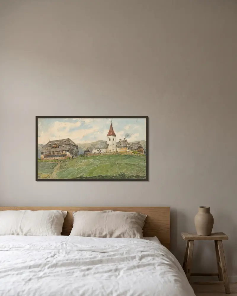 Vy över St. Johann av Friedrich Carl von Scheidlin inramad på en vägg
