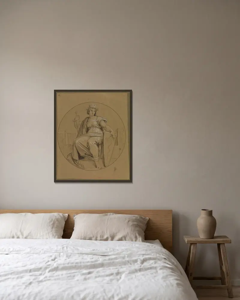 Allegorie der Stadt Mailand von Moritz von Schwind gerahmt an einer Wand