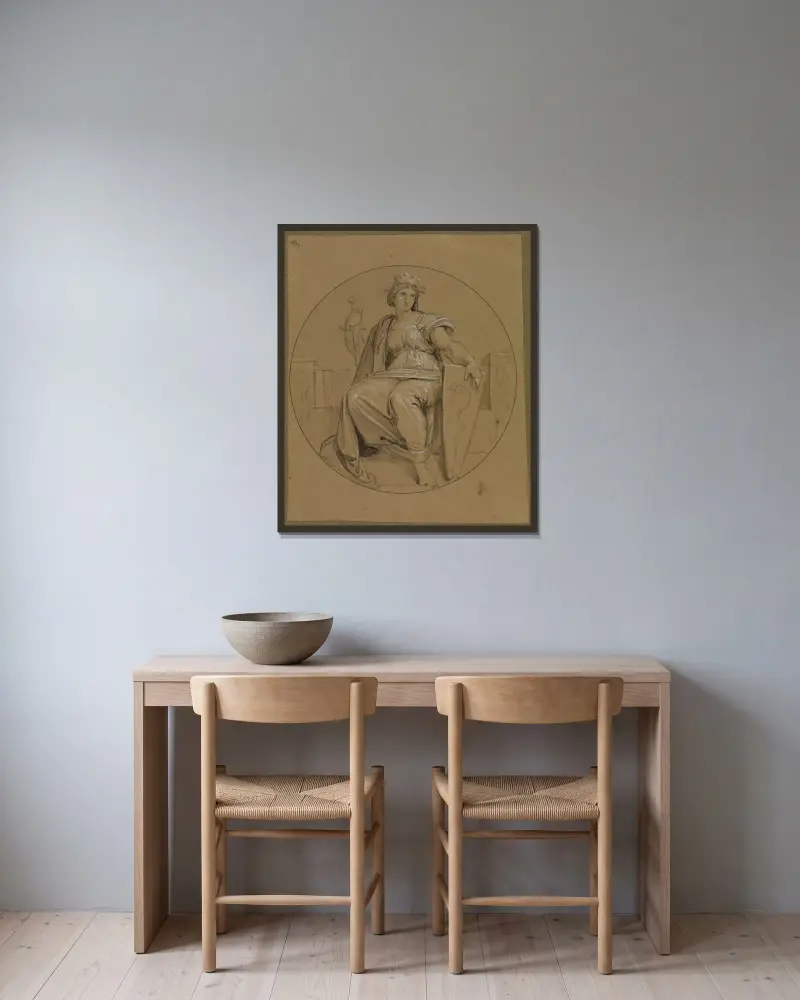 Allegorie der Stadt Mailand von Moritz von Schwind gerahmt an einer Wand