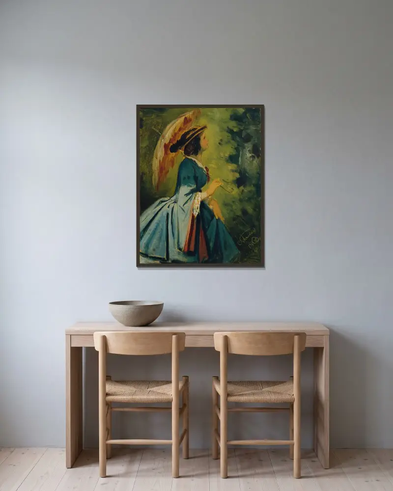 Anna Schwind, dcera umělcova, Moritz von Schwind v rámu na stěně