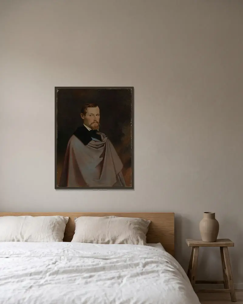 Porträtt av platsmajoren Julius Sachs av Moritz von Schwind inramad på en vägg