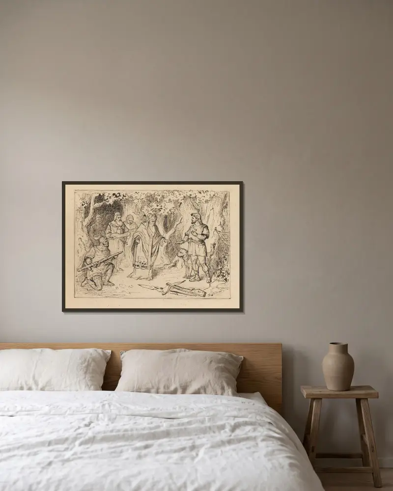 Legendenszene von Moritz von Schwind gerahmt an einer Wand