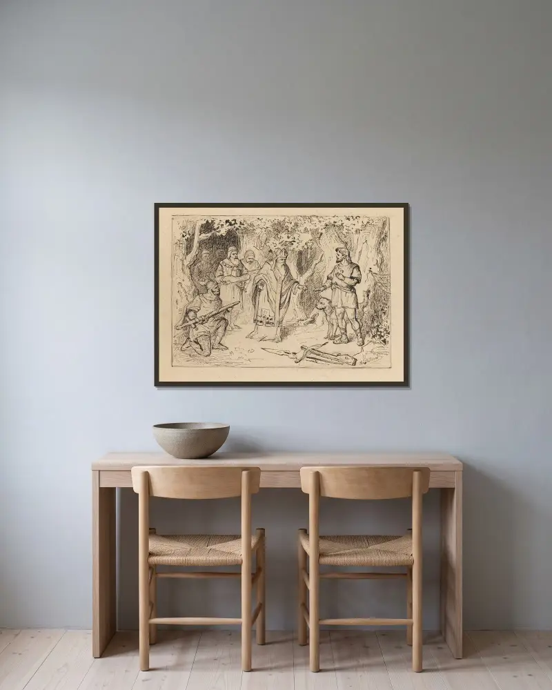 Legendenszene von Moritz von Schwind gerahmt an einer Wand