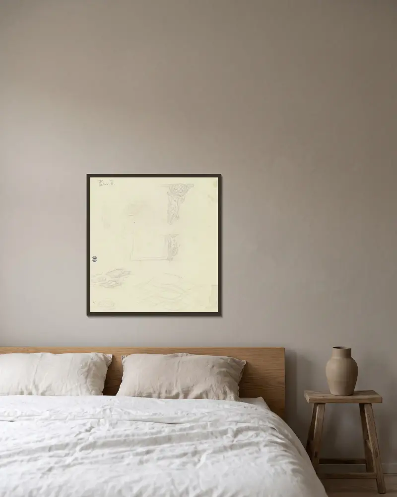 Ornamentale Entwürfe von Moritz von Schwind gerahmt an einer Wand
