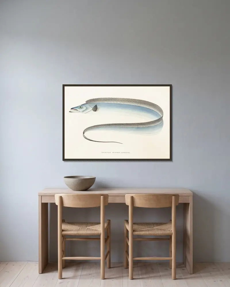 Fauna japonica Pl.067 av Philipp Franz Balthasar von Siebold inramad på en vägg