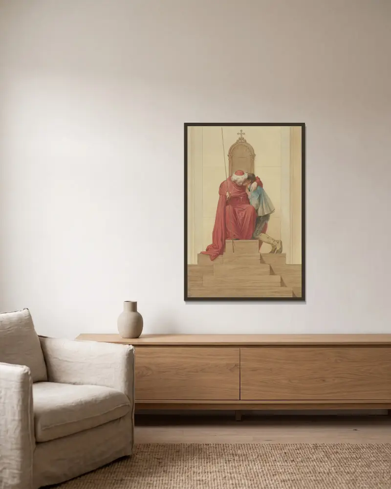 Ein Cardinal Penitenziario maggiore, in der heiligen Woche zu St. Peter in Rom av Eduard von Steinle inramad på en vägg