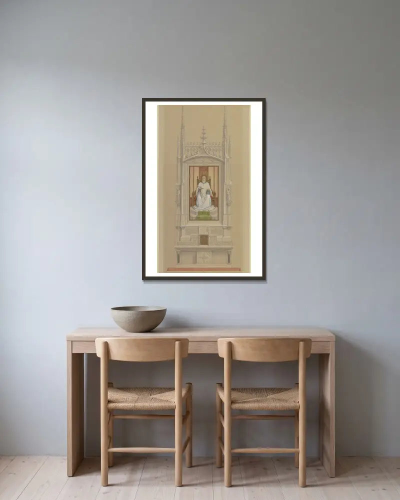 Entwurf eines Bartholomäus-Altars für den Frankfurter Dom av Eduard von Steinle inramad på en vägg