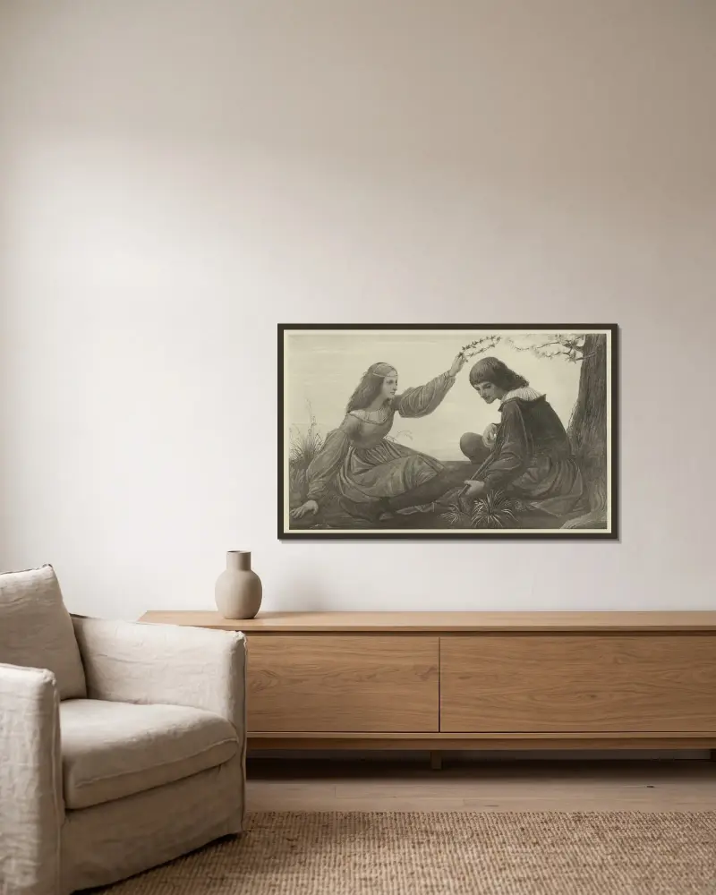 Idylle von Eduard von Steinle gerahmt an einer Wand