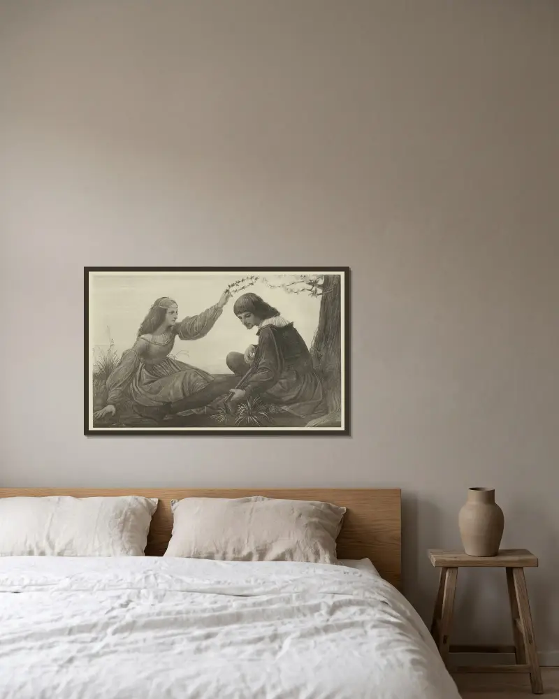 Idylle von Eduard von Steinle gerahmt an einer Wand