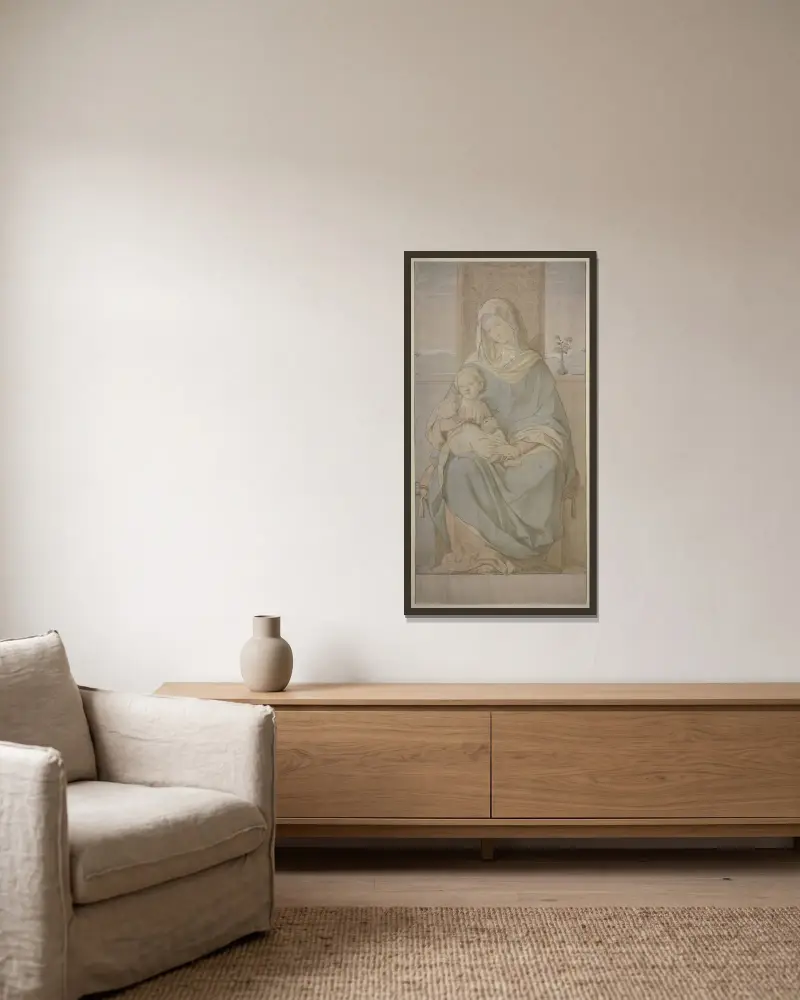 Madonna von Eduard von Steinle gerahmt an einer Wand