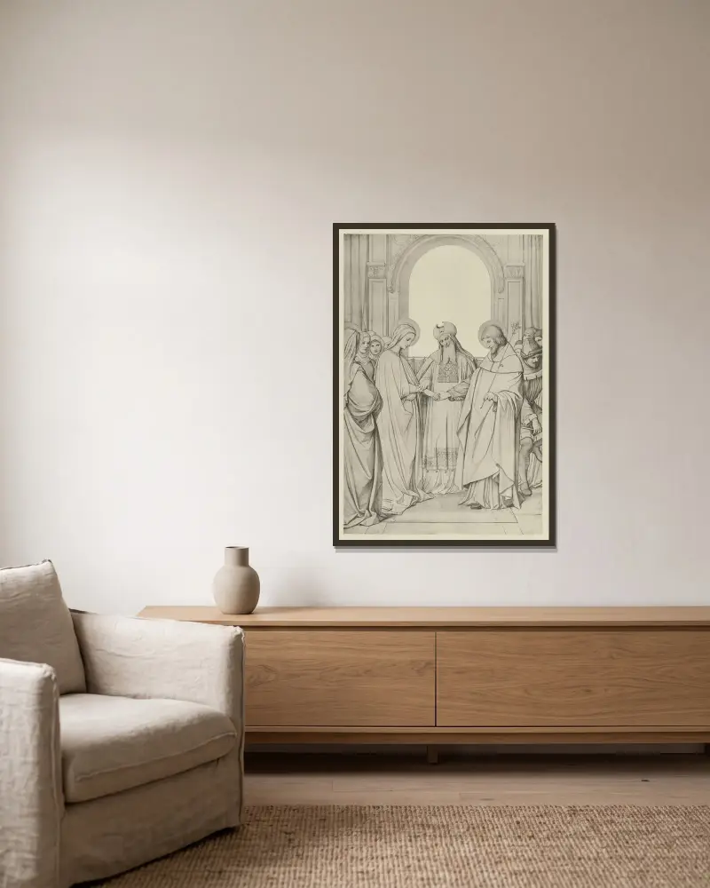 Vermählung Mariä von Eduard von Steinle gerahmt an einer Wand