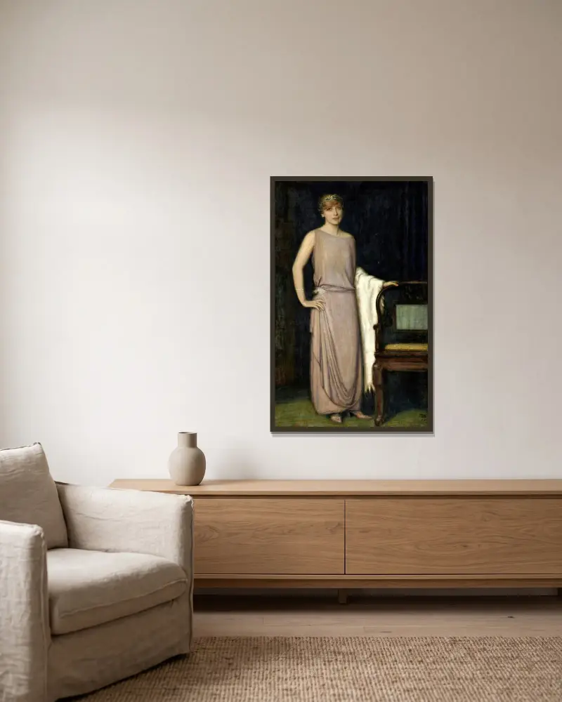 Porträtt av Marianne Mechler av Franz von Stuck inramad på en vägg