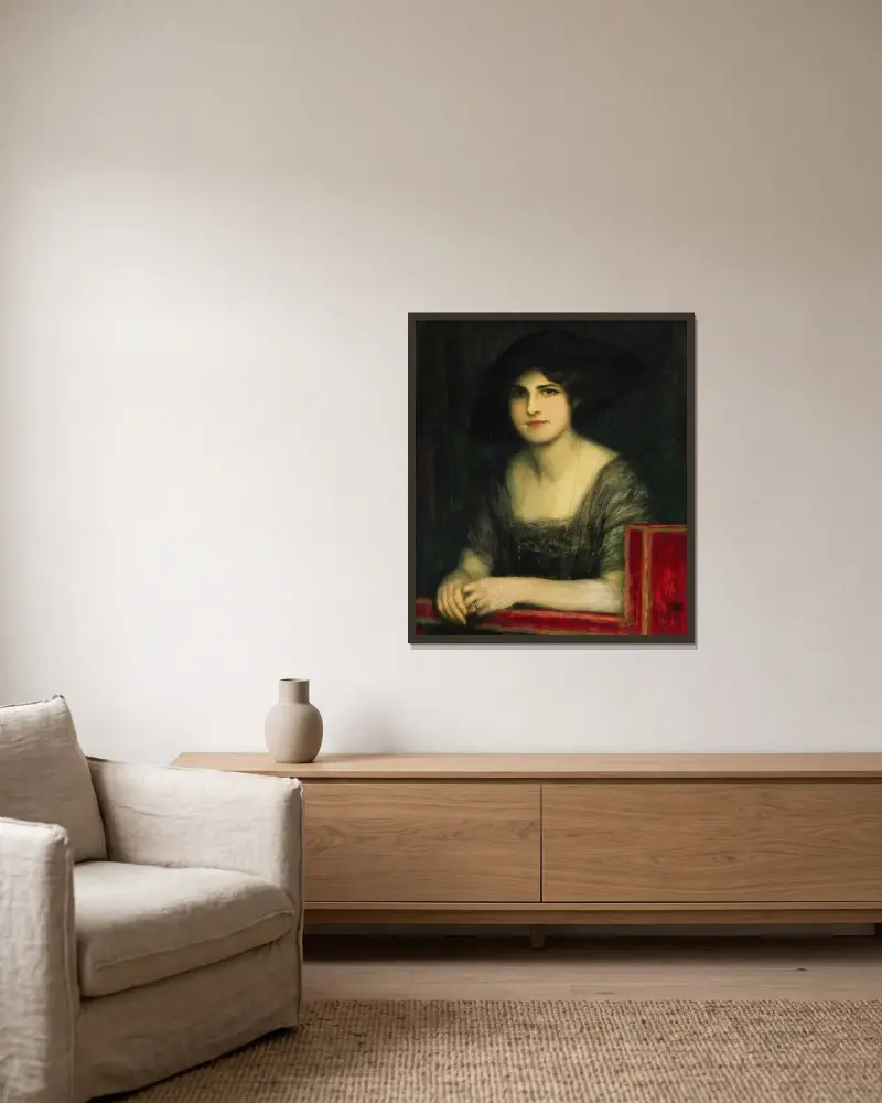 Porträtt av dottern Mary av Franz von Stuck inramad på en vägg