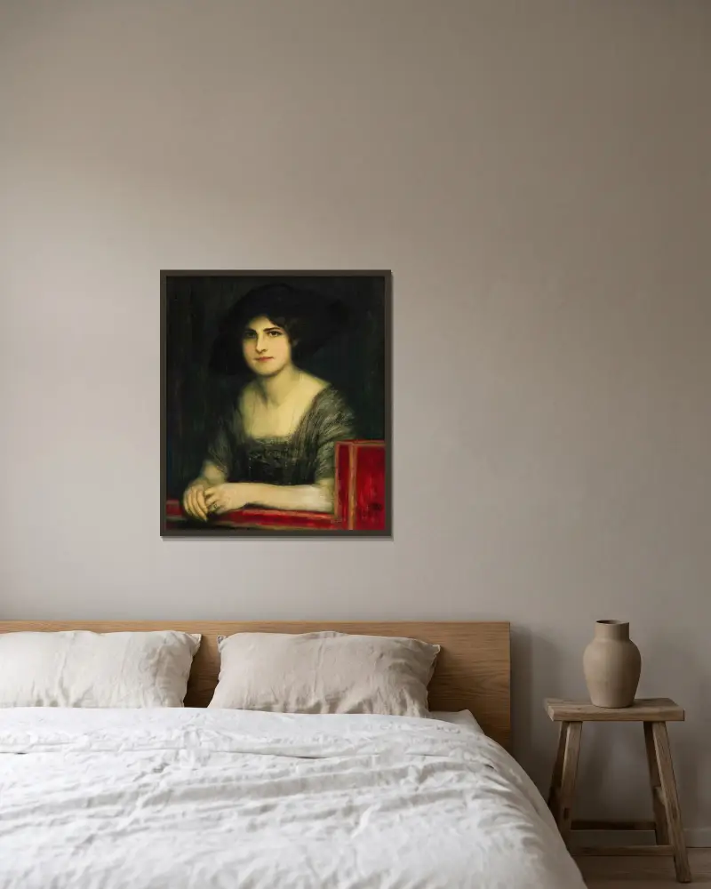 Porträtt av dottern Mary av Franz von Stuck inramad på en vägg