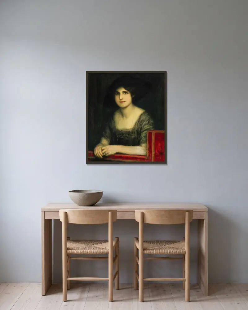 Porträtt av dottern Mary av Franz von Stuck inramad på en vägg