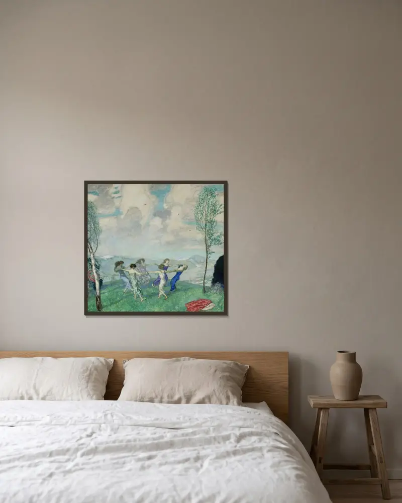Tanzender Kreis von Franz von Stuck gerahmt an einer Wand