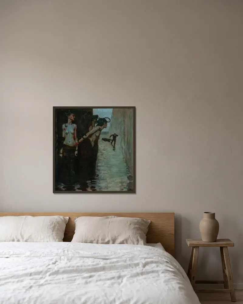 Mördaren av Franz von Stuck inramad på en vägg