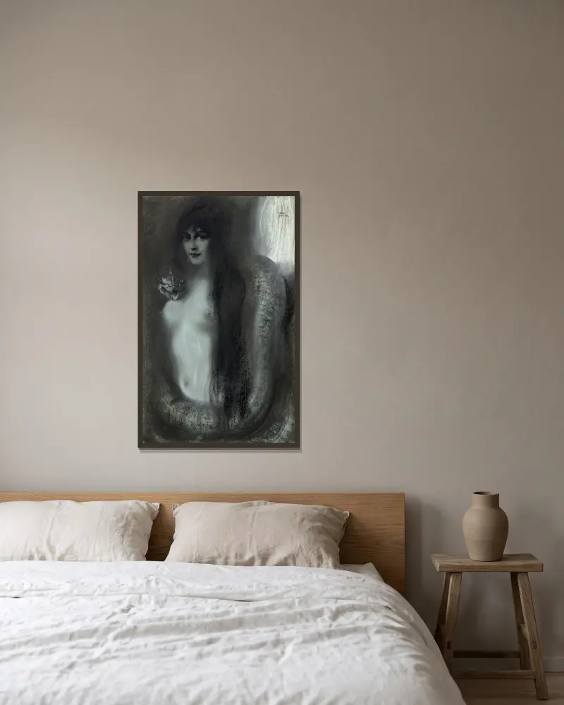Synden av Franz von Stuck inramad på en vägg