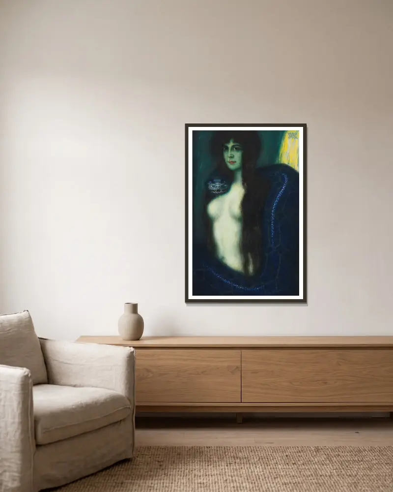 Die Sünde von Franz von Stuck gerahmt an einer Wand